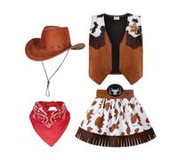 Costume da Cowgirl Abito Western da Travestimento di Bambini con Cappello | Abbigliamento Western da Cowgirl per Halloween Compleanno Festival Palcoscenico Performance Mascherata Cosplay Celebrazi