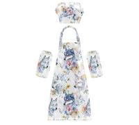Costume da cuoco adorabile estetico da lupo bianco, grembiuli da cucina per bambini, set regalo per bambini dai 3 ai 12 anni, estetica Lupo Bianco, S