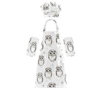 Costume da cuoco per bambini, impermeabile, motivo: gufo, con tasche, per bambini dai 3 ai 12 anni, Cartoon Cute Owl, M