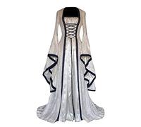 Costume Da Dama Dell'800 Vintage Abiti con maniche a farfalla Vestito Gotico Donna Lunghe con Spalle Scoperte Curvys Abito lungo per donne rinascimentali, cosplay, carnevale, feste di Halloween