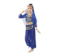 Costume da Danza Bollywood per Bambine, Costume da Ballo for Bambina con Frange Bambini Danza del Ventre Costume Danza Orientale Ragazze, Danza Indiana Outfit Suit Vestito per Carnevale Cosplay
