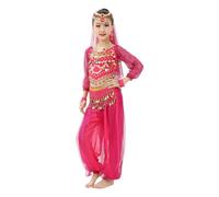 Costume da Danza Bollywood per Bambine, Costume da Ballo for Bambina con Frange Bambini Danza del Ventre Costume Danza Orientale Ragazze, Danza Indiana Outfit Suit Vestito per Carnevale Cosplay