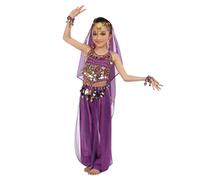 Costume da danza per bambini, top e pantaloni, 2 pezzi, costume da ventre indiano, gonna con paillettes, costume arabo, bollywood, spettacolo di danza indiana, Halloween, carnevale, abbigliamento