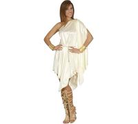 COSTUME DEA GRECO ROMANA CARNEVALE VESTITO GUIRCA ADULTA SENATRICE ANTICA ORO