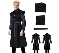 Costume da demone per cosplay, costume da regina dei draghi Daenerys nonno e principe demone, tunica con giacca e pantaloni, per Halloween e carnevale (nero, M)