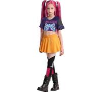 Costume da demone per Halloween, cantante pop, con cappotto, top e pantaloncini, costume da ballo (viola, 130 cm)