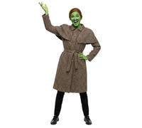 Costume da detective da rana francese, da donna, vestito da anfibio verde, con giacca da detective, pittura per il viso verde e baffi Spiv, cosplay cattivo per adulti, per Halloween, Giornata mondiale