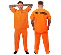 Costume da detenuto da uomo - XL - top arancione da prigioniero, pantaloni arancioni abbinati, costume di Halloween da poliziotti e ladri
