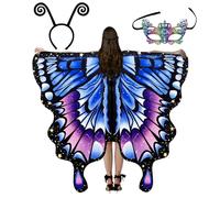 Costume da di farfalla da donna - Costume da di farfalla, scialle per costumi di Halloween con di fata | di farfalla di Halloween con maschera di antenna e fascia per giochi di ruolo