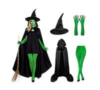 Costume da di Halloween, cappelli da per le donne con guanti di artigli verdi - Kit Cosplay di Halloween per compleanno Decorazione di film mascherata Carnevale Festival