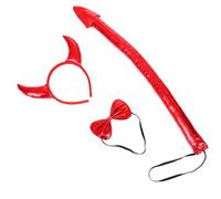Costume da diavolo, set completo con cerchietto con orecchie regolabili, papillon e coda, accessori per feste di Halloween di alta qualità, per donne, bambini, adolescenti, perfetto per cosplay, feste