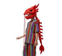 Costume da dinosauro 3D, copricapo, puntelli per la colonna vertebrale - vestito realistico da scheletro indossabile per adulti e bambini - Halloween Party Cosplay Jurassic Dress Up - Gilet in osso co
