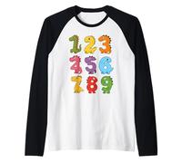 Costume da Dinosauro Dino Numbers Math Day Back to School per Bambini Maglia con Maniche Raglan