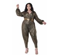 Costume Da Disco D'Oro Regina Adulta Taglia XXXL