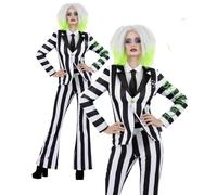 Costume Da Donna Beetlejuice Ufficiale Per Halloween Abito Elegante