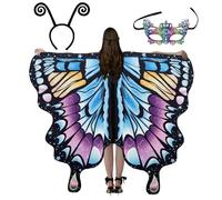 Costume Da Donna Con Di Farfalla, Per Adulti Halloween, Maschera E Fascia Antenna Giochi Ruol Ala Fata Costumi Vesti Scialle