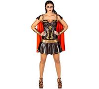 Costume da donna - Gladiatrice sexy | Mini-abito super sexy | Gonnellino a strisce in tipico look guerriero | Bracciali da guerriera