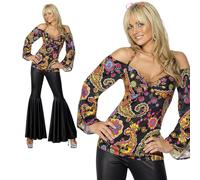 Costume Da Donna Hippy Anni '60 '70 Con Pantaloni A Zampa D'Elefante E Top
