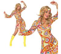 Costume Da Donna Hippy Chic Psichedelico Anni '60 '70 Outfit Elegante UK 8 - 18