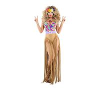 Costume Da Donna Hippy Starline Halloween Flower Power Con Frange S6061