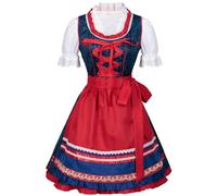 Costume da donna illustrato nella storia medievale, 2 pezzi, 1 vestito + 1 grembiule Oktoberfest Fat People's tradizionale stile folk abito da birra Hinata Hyuga costume cosplay (blu, XXL)