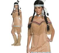 Costume Da Donna Indiana Autentico Pocahontas Squaw Per Adulti 8-18