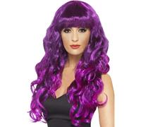 Costume da Donna per Halloween Ricci Sexy Sirena Parrucca Viola/Nero Di Smiffys