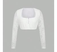 Costume da donna per l'Oktoberfest bavarese, Dirndl tradizionale, Blusa da birreria con scollo quadrato e pizzo, Top corto L,M,S,XL,XXLColore unicoTessuto in maglia