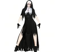 Costume da donna per Ognissanti, abito nero da pipistrello, angelo caduto, demone, vampiro e strega, accessori per cosplay per adulti L,M,S,XL,XXLHalloweenMicrofibra