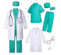 Costume da dottore Cosplsy per bambini con una varietà di accessori adatto per ragazzi e ragazze dai 4 ai 12 anni