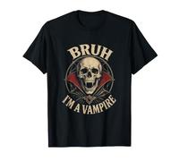 Costume da Dracula Lazy Halloween Bruh Im A Vampire Skull Maglietta