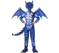 Costume da drago per bambini, costume da drago con ali coda e maschera per ragazzi, Halloween, carnevale, drago blu, per bambini, 4, 5, 6, 7, 8, 9, 10, 11, 12 anni