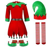 Costume da elfo, costume da elfo per bambini 1 set grazioso classico cinghia regolabile ragazze in poliestere di Halloween Natale per bambini per cosplay palcoscenico carnevale, per un bambino a 110