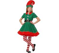 Costume Da Elfo Di Natale Per Bambini Adulti, Abito Natalizi Christmas Santa Set Natalizio Per Ragazza Ragazzo Costume Natalizia Bambino Gonna Cappelli Calzini Genitori-Figli Festa Festivo Vacanza