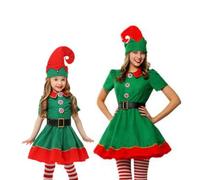 Costume Da Elfo Di Natale Per Bambini Adulti, Vestito Da Elfo Verde Per Bambina Costume Da Festa Di Carnevale Di Buon Natale Per Uomo Donna Costumi Di Prestazioni Vacanza Genitori-Figli Festa Festivo
