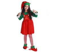 Costume da elfo di Natale per bambini, vestito da elfo per bambini, calze da cappello, abbigliamento da cosplay, costume da elfo | Adorabili elfi si vestono come outfit da festival per riunioni