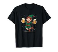 Costume da Elfo Felice con Bicchiere di Birra per Il Piccolo aiutante di Babbo Natale Maglietta