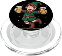 Costume da elfo felice con bicchiere di birra per il piccolo aiutante di Babbo Natale PopSockets PopGrip per MagSafe