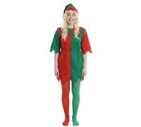 Costume da elfo natalizio da donna, con parrucca e vestito da elfo festivo, per adulti, per feste di Natale, teatro e celebrazioni festive