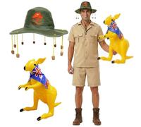 Costume da esploratore gonfiabile da canguro e koala, set di travestimento australiano per adulti, divertente costume australiano per festival ed eventi a tema australiano