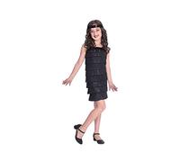 Costume da Fancy per Bambina Nero con Flapper, con Vestiti e Copricapo da 6 a 8 Anni