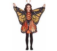 Costume da farfalla bambina carnevale vestito con ali arancio travestimento