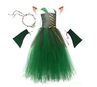Costume da fata - Abito con di folletto | Costume da elfo della foresta per bambini - Costumes da fata di Halloween per ragazze, con orecchie da elfo, ghirlanda di fiori e maniche. Un set di abiti
