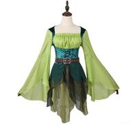 Costume da fata da donna, abito da elfo verde, maniche lunghe, per Halloween, carnevale, feste a tema, travestimento, S-2XL (verde M)