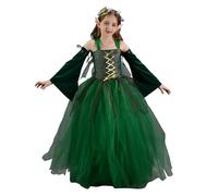 Costume da fata di Halloween, per ragazze, in rete verde, per bambini, costume di Halloween per ragazze, set a tema foresta, gonna tutu multistrato, senza maniche, per feste di compleanno