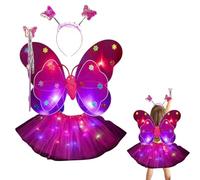 Costume da fata per bambine, con e bacchetta luminosa a LED