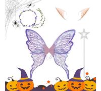 Costume da Fata per Donne | Alate da Fata Angelo per Halloween e Cosplay,con Bacchetta e Orecchie per Ragazze e Donne