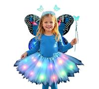 Costume Da Fata Per Ragazze - 1 Set Costume Da Farfalla Per Ragazze, Gonna Tutù A LED Con Bacchetta Per Capelli Con Di Farfalla | Abiti Da Gioco Di Ruolo Da Fata Per La Festa Di Compleanno Delle R