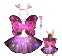 Costume da fate per ragazze, travestimento da fata per ragazze con di farfalla - Set di costumi da principessa per ragazze di Halloween con luce a LED sulla parete vestire le per ragazze!