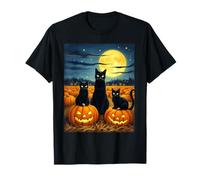 Costume da Festa Black Cats per Halloween Spooky Pumpkin Patch Maglietta